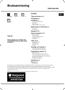 Käyttöohje Hotpoint-Ariston TCD 83 B6P/Z(SK) Kuivausrumpu