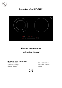 Bedienungsanleitung Kitchen & Home HC-3402 Kochfeld