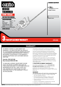 Manual Ozito HTE-555 Hedgecutter