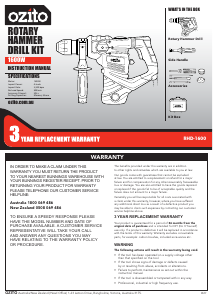 Manual Ozito RHD-1600 Rotary Hammer