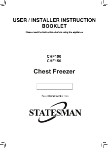 Manual Statesman CHF100 Freezer