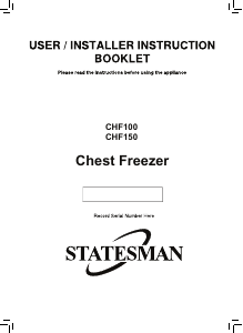 Bruksanvisning Statesman CHF150 Frys