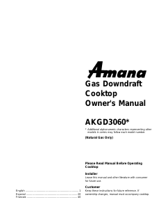 Manual de uso Amana AKGD3060SS Placa