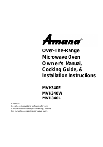 Manual Amana MVH340E Microwave