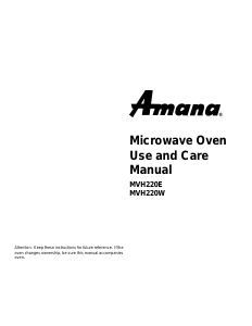 Manual Amana MVH220E Microwave