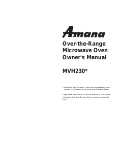 Manual Amana MVH230W Microwave