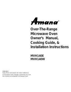 Manual Amana MVH140W Microwave