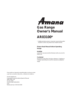 Manual Amana ARO3100W Range