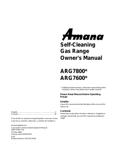 Mode d’emploi Amana ARG7600W Cuisinière