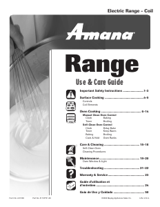 Mode d’emploi Amana AER5511ACW Cuisinière
