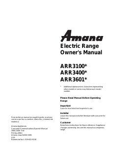 Handleiding Amana ARR3100L Fornuis