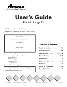 Manual Amana ACS4140BW Range