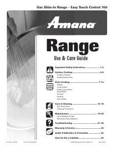 Manual de uso Amana AGS3760BDW Cocina