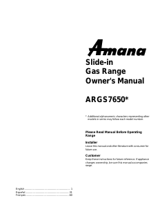 Mode d’emploi Amana ARGS7650WW Cuisinière