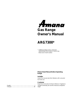 Mode d’emploi Amana ARG7300LL Cuisinière