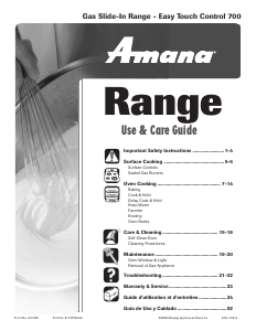 Manual de uso Amana AGS3760BDS Cocina