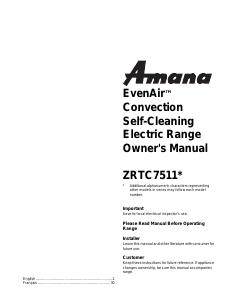 Mode d’emploi Amana ZRTC7511WW Cuisinière