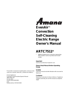 Handleiding Amana ARTC7511LL Fornuis