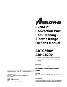 Handleiding Amana ARTC8600E Fornuis