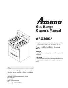 Mode d’emploi Amana ARG3601WW Cuisinière