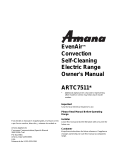 Handleiding Amana ARTC7511E Fornuis