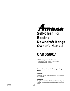 Mode d’emploi Amana CARDS801WW Cuisinière