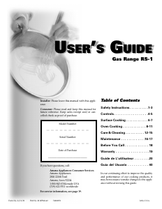 Manual de uso Amana DCF3315AW Cocina