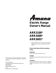 Handleiding Amana ARR3400L Fornuis