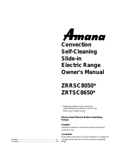 Mode d’emploi Amana ZRRSC8050WW Cuisinière