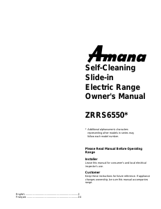 Mode d’emploi Amana ZRRS6550E Cuisinière