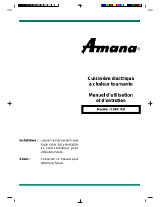 Mode d’emploi Amana CARC700E Cuisinière