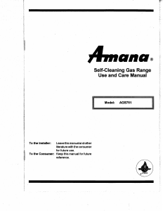 Handleiding Amana AGS751W Fornuis