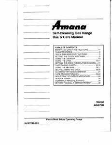 Handleiding Amana AGS760L Fornuis