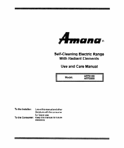 Handleiding Amana ART6100LL Fornuis