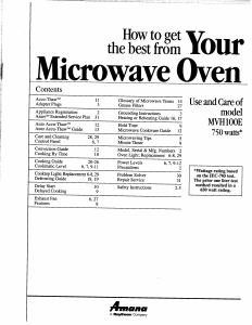 Manual Amana MVH100E1 Microwave