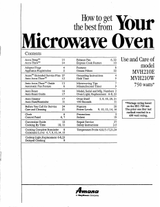 Manual Amana MVH210E Microwave