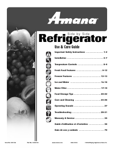Handleiding Amana ASD2627KEW Koel-vries combinatie