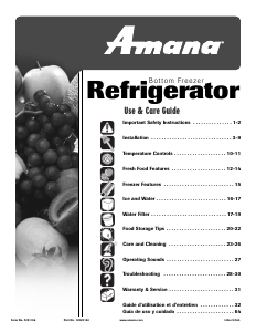Mode d’emploi Amana ABD2533DEW Réfrigérateur combiné
