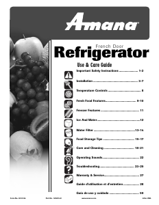 Mode d’emploi Amana AFC2033DRW Réfrigérateur combiné