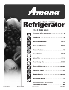 Mode d’emploi Amana ABB2224DEW Réfrigérateur combiné