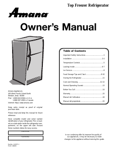 Manual Amana ATB2135HRW Fridge-Freezer