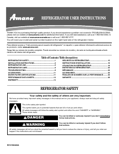 Mode d’emploi Amana ASD2522VRD00 Réfrigérateur combiné