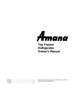 Handleiding Amana ART2127AW Koel-vries combinatie