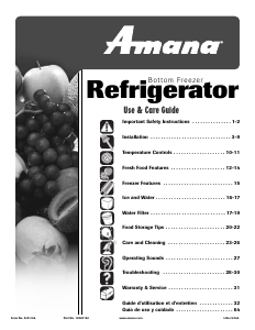 Manual Amana ABB192ZDEB Fridge-Freezer