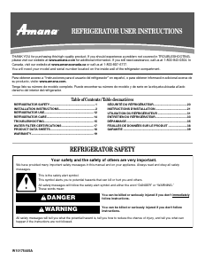 Manual Amana ABR192ZFES12 Fridge-Freezer