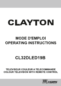 Mode d’emploi Clayton CL32DLED19B Téléviseur LCD