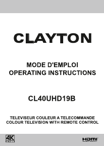 Mode d’emploi Clayton CL40UHD19B Téléviseur LCD