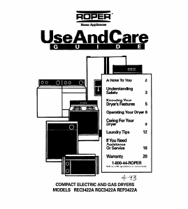 Manual Roper REP3422AW0 Dryer