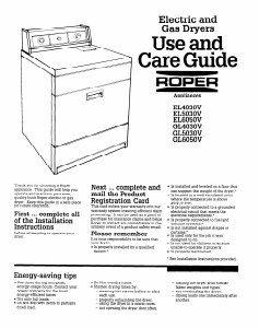 Manual Roper GL4030VW1 Dryer