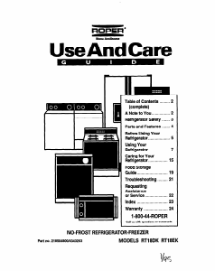 Manual Roper RT18EKREW00 Fridge-Freezer